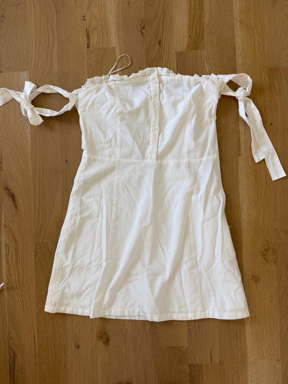 White Off-Shoulder Tie Strap Dress